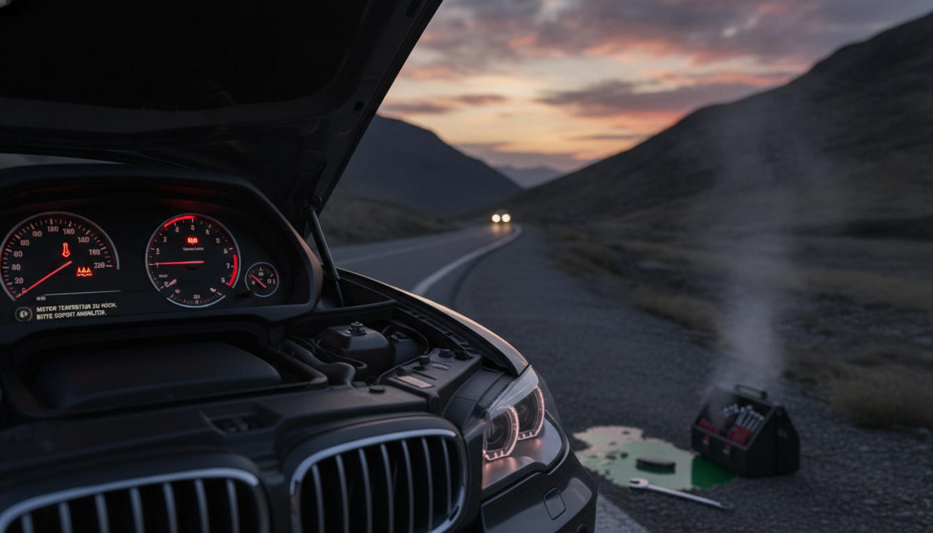 BMW X5オーバーヒート警告灯原因は何?すぐ停車が必要な故障と見分け方の理由は?